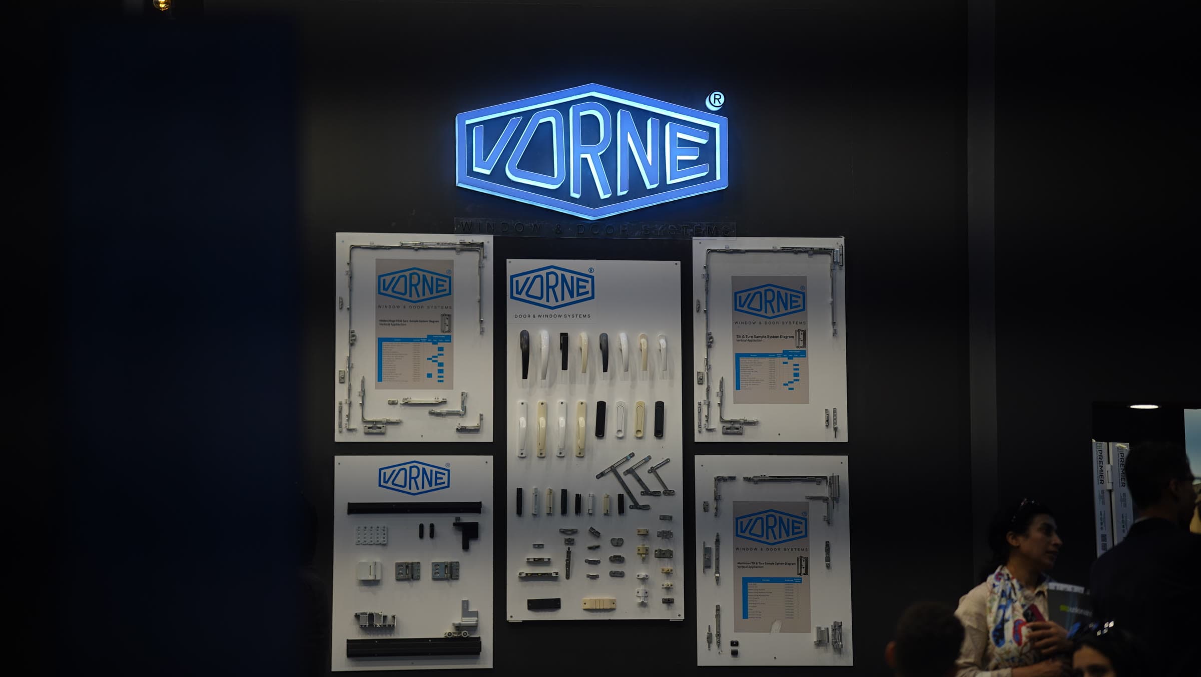 The Vorne hardware wall at Premier's exhibition stand