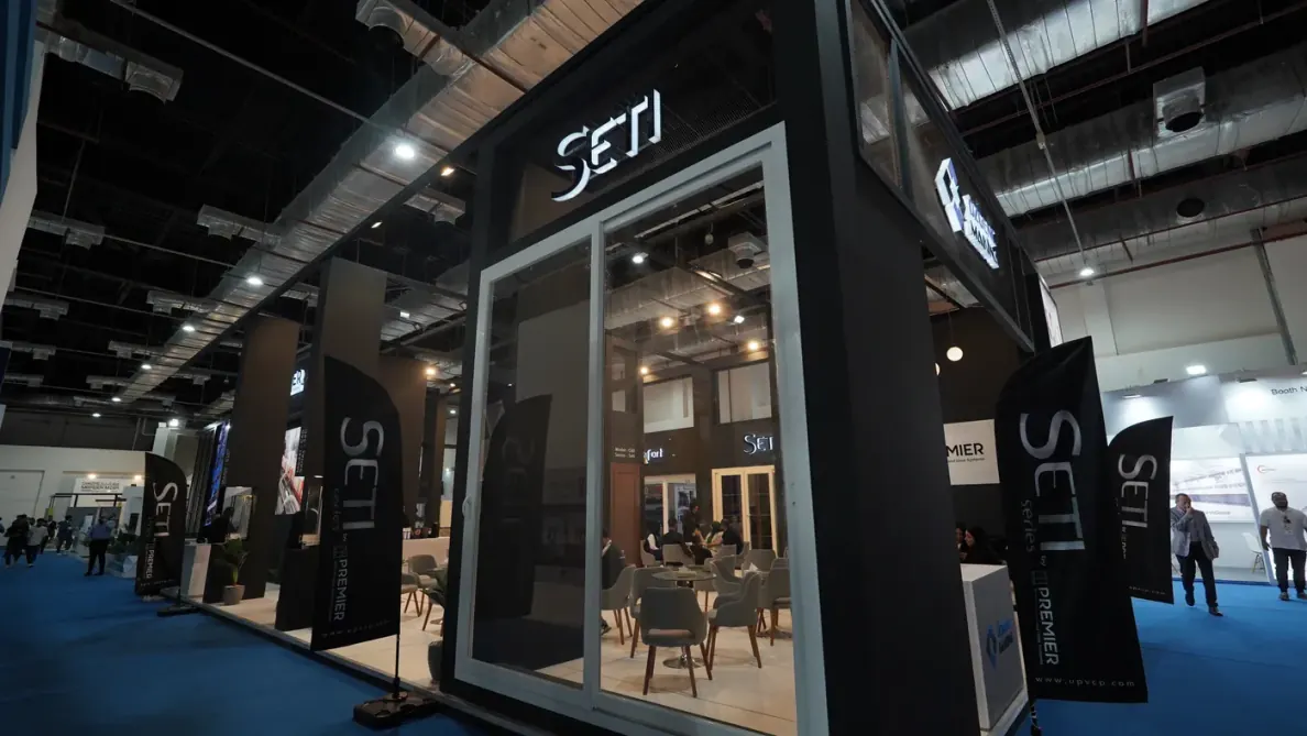 Premier's black double-deck SETI booth at Windoorex 2025